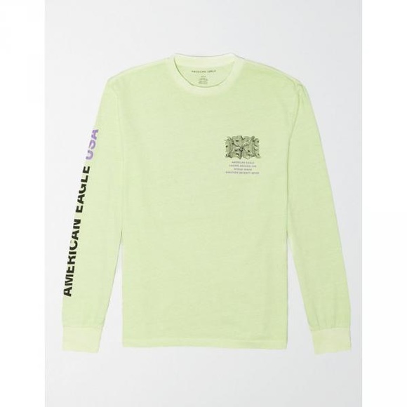 American Eagle | Lime Green Graphic Long Sleeve - Picture 7 of 10